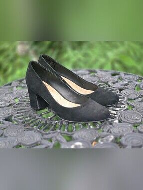 GAP Black Suede Block Heel Pumps
